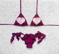 Magenta Gingham Pearl Heart Triangle Bikini