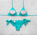 Bikini Triangolo Verde Tiffany Cuore di Perle Vichy