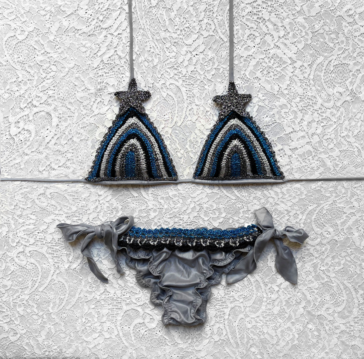 Bikini Righe Star Grigio Scuro Lamè Multicolor Limited Edition