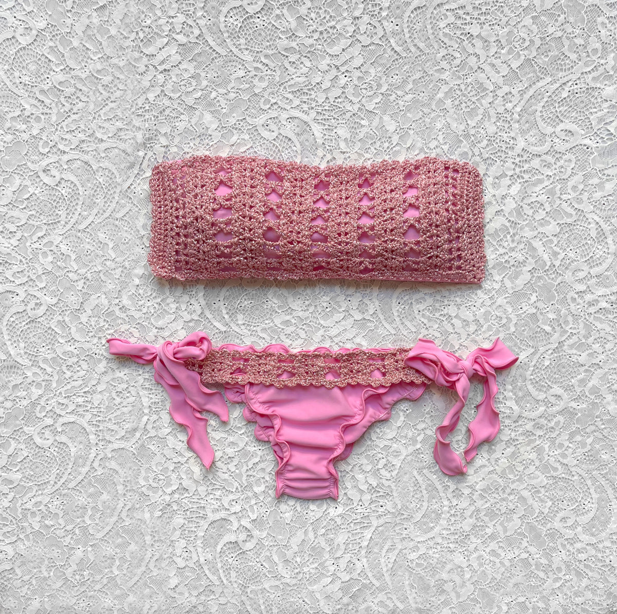 Bikini Fascia Net Rosa Confetto