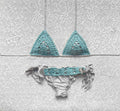 Bikini Triangolo Net Argento e Azzurro