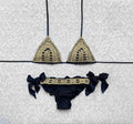 Black and Gold Net Triangle Bikini