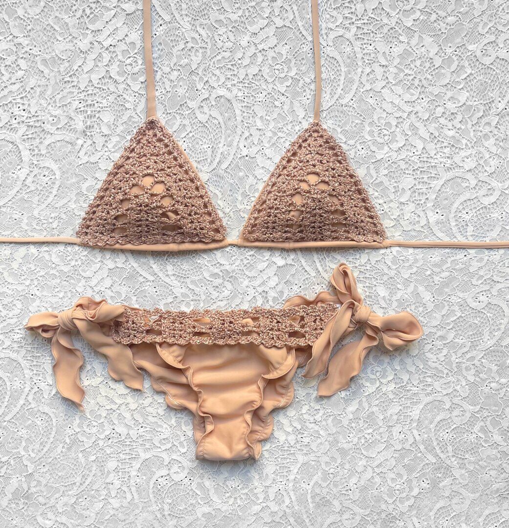 Nude Mesh Triangle Bikini