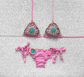 Bikini Triangolo Passiflora Rosa Confetto e Azzurro