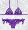 Multicolor Purple Sequin Star Triangle Bikini