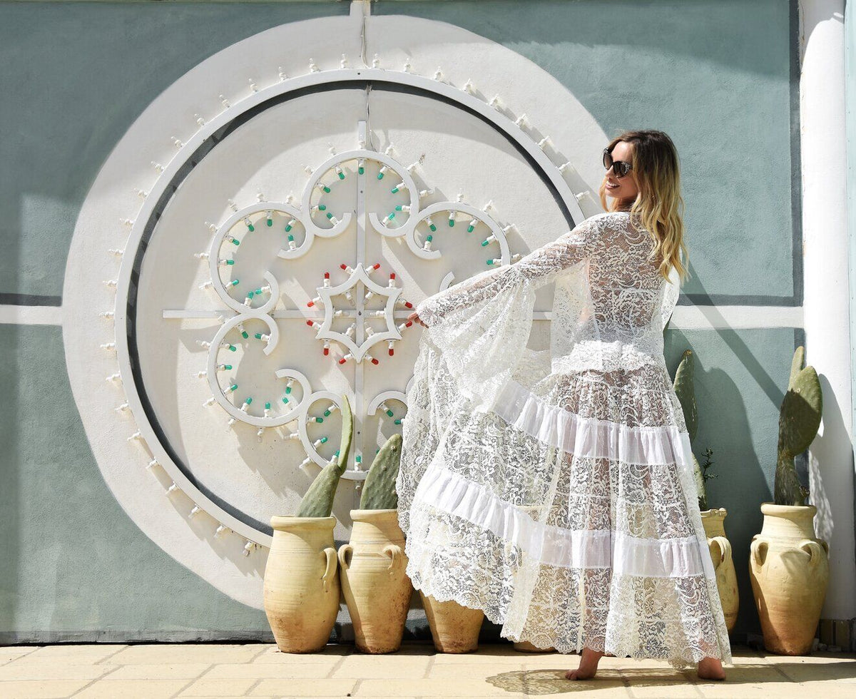 Camicia e Gonna Ruota Pizzo Gipsy Bianco