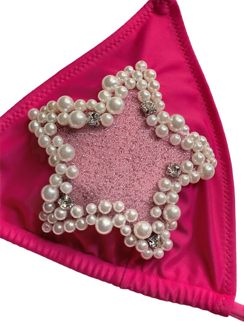 Hollywood Fuchsia Starry Pearl Triangle Bikini