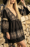 Mini Dress Nero Punto e Croce Oro