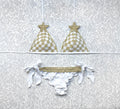White and Gold Gingham Triangle Bikini Limited Edition