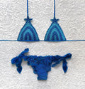 Bikini Triangolo Glitter Star Righe Blu e Azzurro