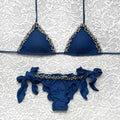 Ultramarine Blue Silver Pearl Triangle Bikini L.G