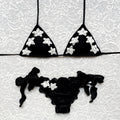 Little Stars Black Triangle Bikini with White Stars
