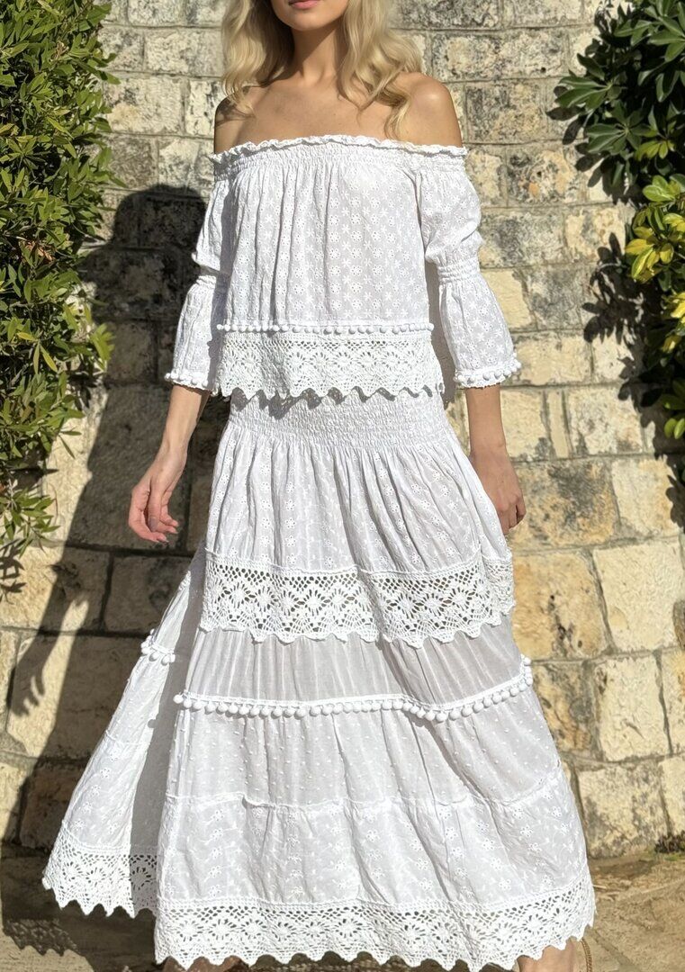 Casacca e Gonna Lunga Sangallo Bianco