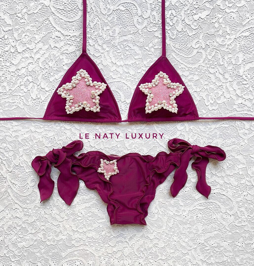 Magenta Starry Pearl Triangle Bikini