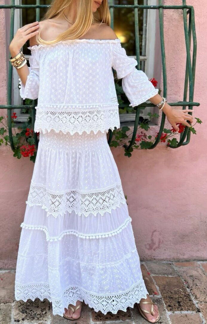 Casacca e Gonna Lunga Sangallo Bianco
