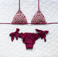 Magenta Pink Sea Flower Glitter Triangle Bikini