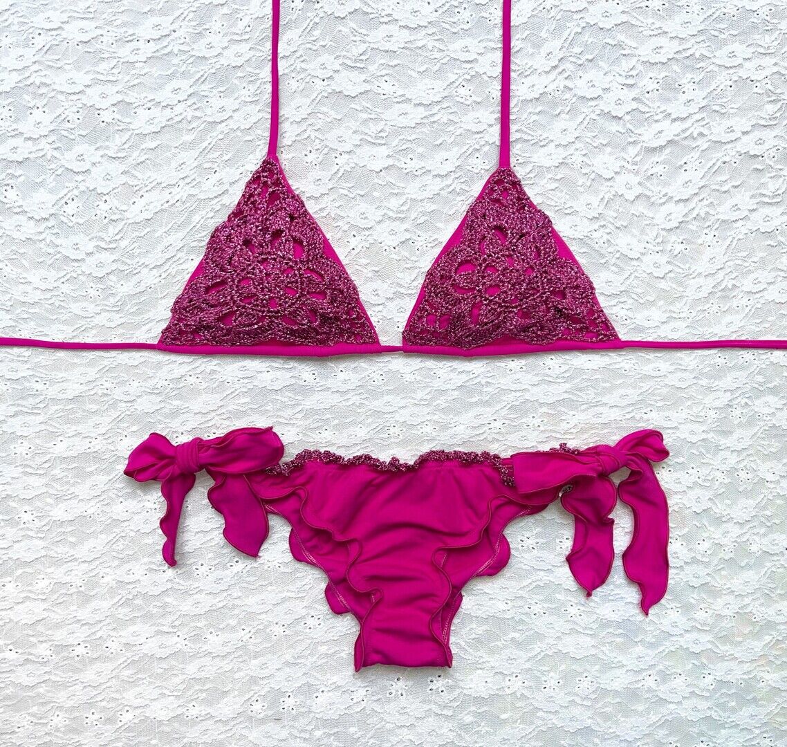 Bikin Triangolo Glitter Fiore del Mare Bouganville