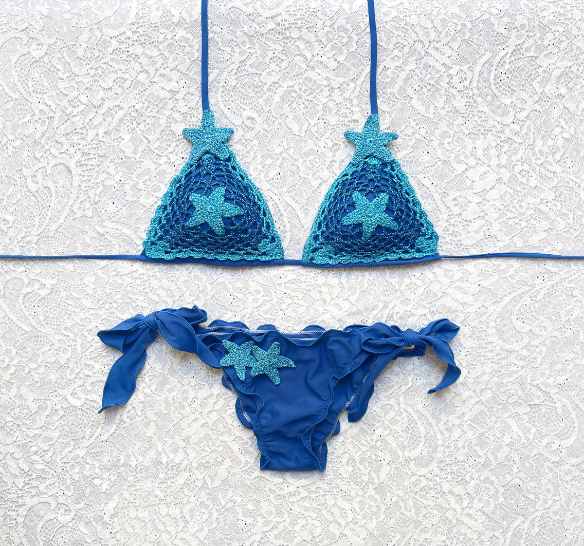 Bikini Triangolo Stella Marina Bicolor Blu e Azzurro Limited Edition