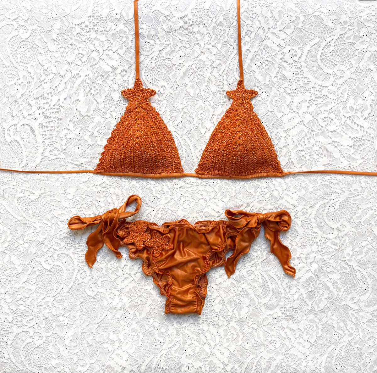 Glitter Star Triangle Bikini Copper Lame