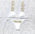 Mediterranean White Triangle Bikini L.S. Chain Straps