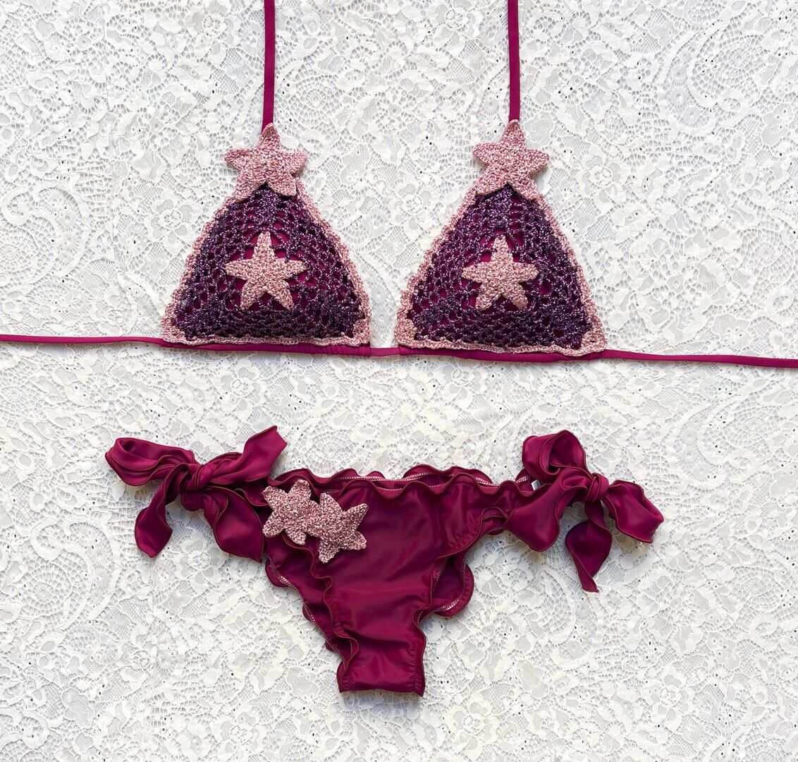 Bikini Triangolo Stella Marina Bicolor Magenta e Rosa Limited Edition