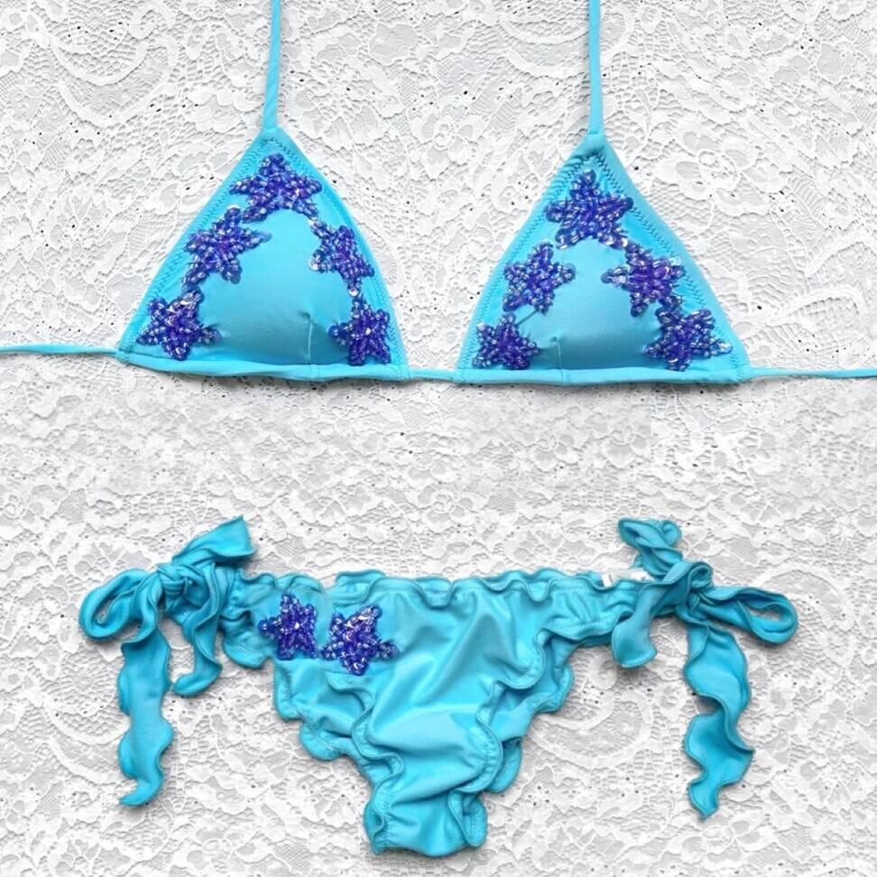 Little Stars Triangle Bikini Sky