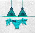 Bicolor Starfish Triangle Bikini in Tiffany and Petrol, Limited Edition