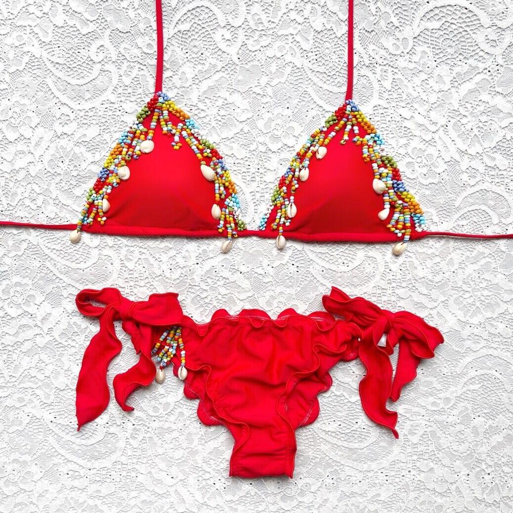 Indy Shell Red Triangle Bikini