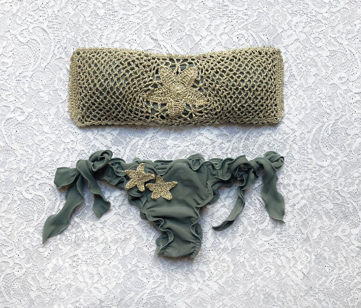 Bikini Fascia Stella Marina Army Glitter Oro Limited Edition