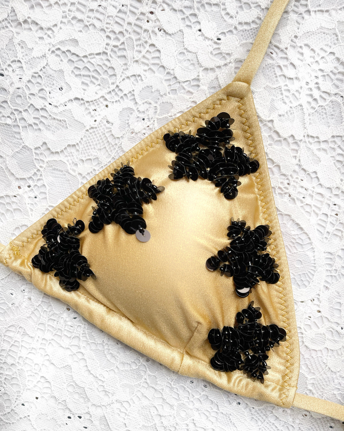 Little Stars Triangle Bikini Gold with Black Stars L.S.
