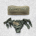 Army Green and Gold Baroque Glitter Bandeau Bikini Luxury