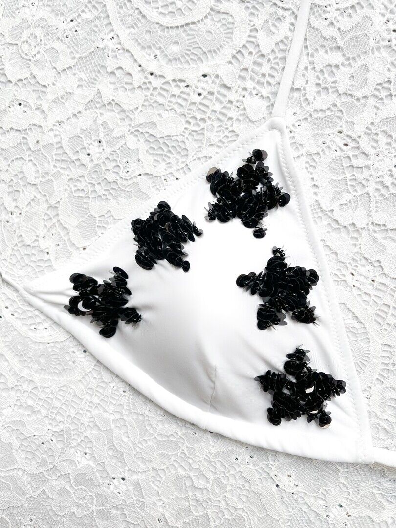 Bikini Triangolo Little Stars Bianco Stelline Nere