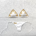 Portofino White Triangle Bikini with Gold Stars