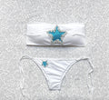 White Starry Pearl Bandeau Bikini Blue Star L.S.