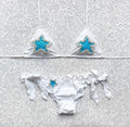 Bikini Triangolo Perla Stellata Bianco Stella Lurex Turchese