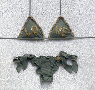 Bikini Triangolo Love Verde Militare