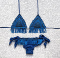 Gipsy Triangle Bikini with Fringes Ultramarine Blue