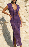Dress Net Glitter Luxury Long Viola