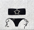 Bikini Fascia Perla Stellata Nero