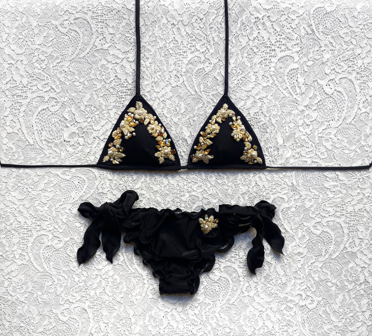 Flora Black Triangle Bikini