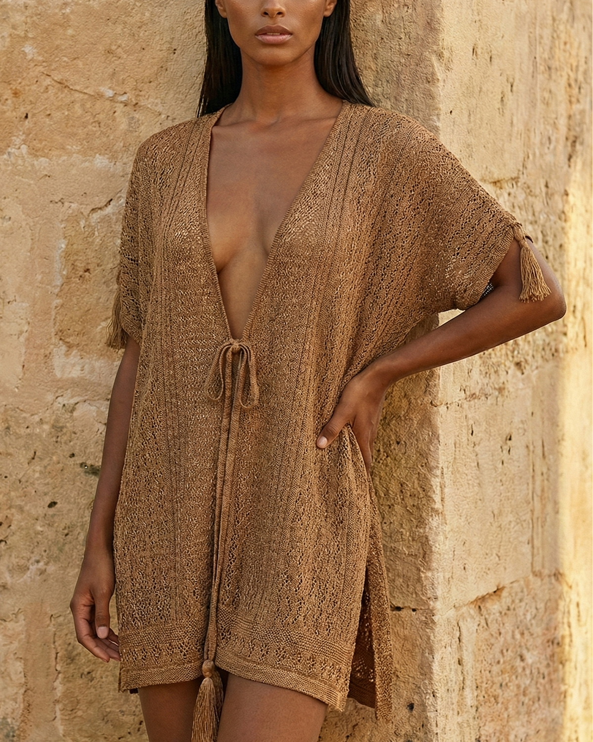 Chemisier Corto Glitter Bronzo Dorato