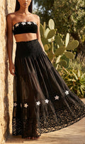 White Sequin Mini Star Long Skirt