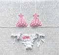 Bikini Triangolo Quadretti Bianco e Rosa
