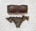 Bikini Fascia Glitter Fiore Italiano Fango e Marrone