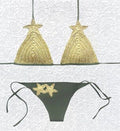 Bikini Triangolo Glitter Star Verde Army Gold Luxury L.S.