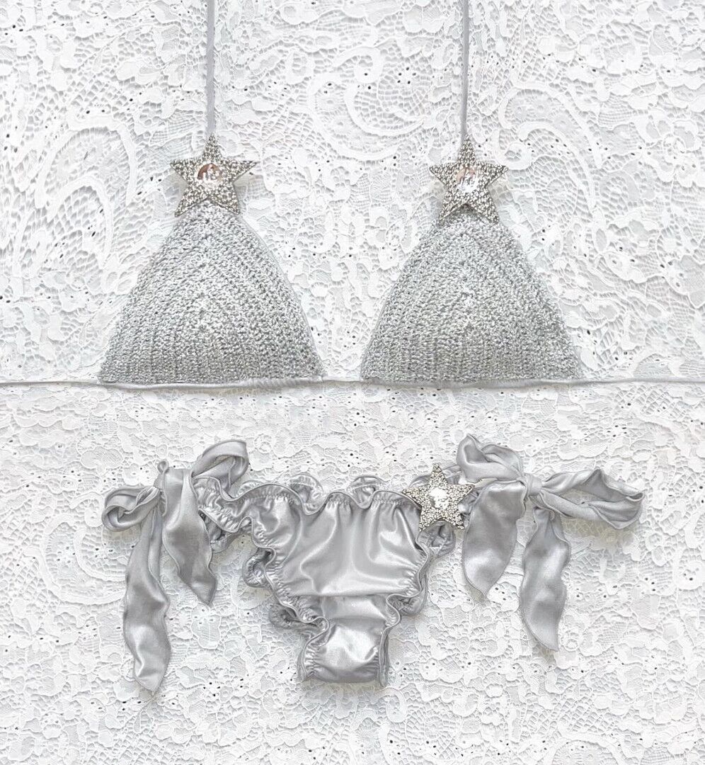 Glitter Star Silver Ice Luxury Bijoux Triangle Bikini