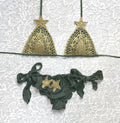 Bikini Triangolo Glitter Barocco Verde Army Gold Luxury