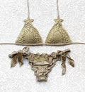 Luxury Bronze Gold Baroque Glitter Triangle Bikini