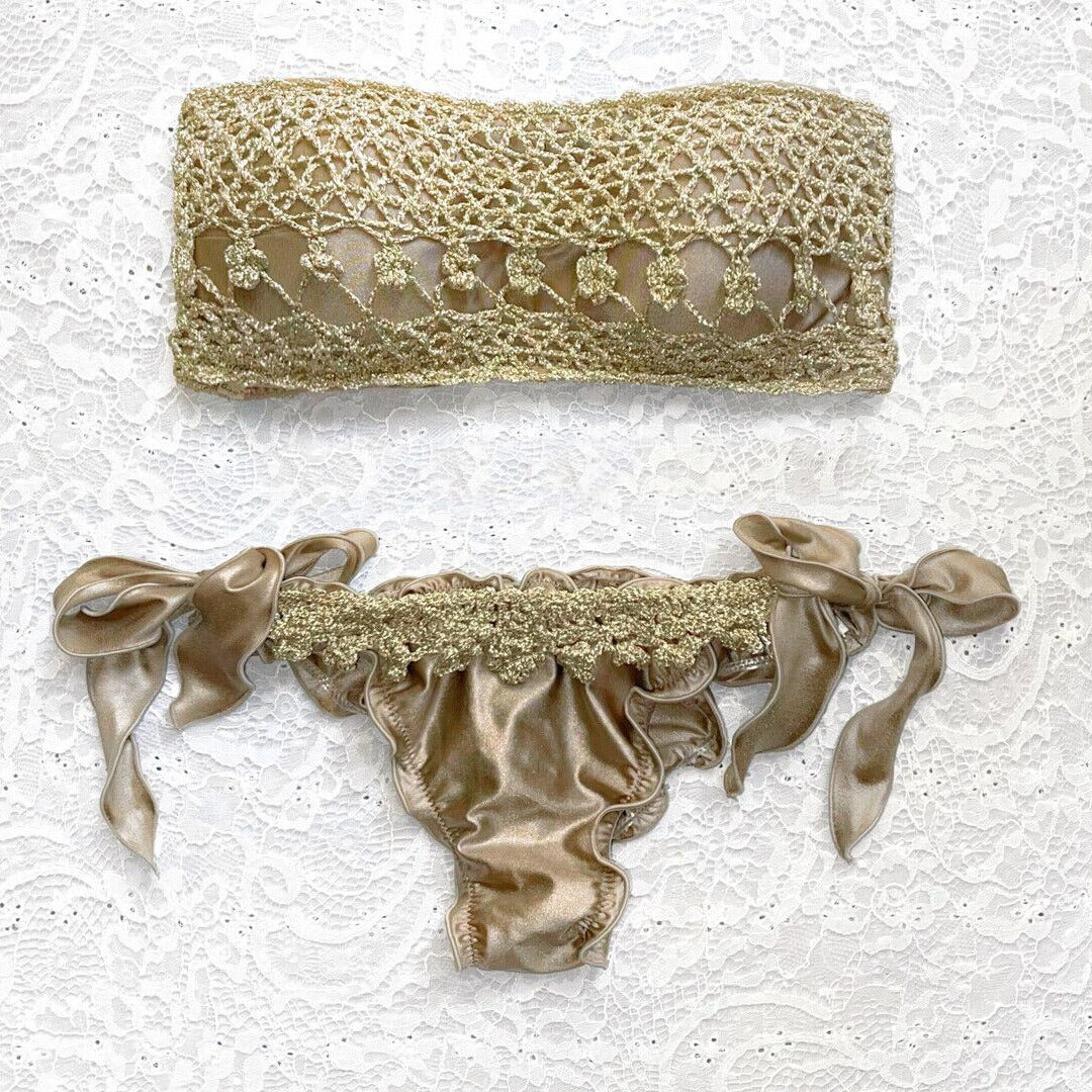 Bikini Fascia Glitter Barocco Bronzo Oro Luxury