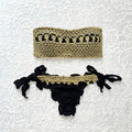 Black and Gold Baroque Glitter Bandeau Bikini Luxury